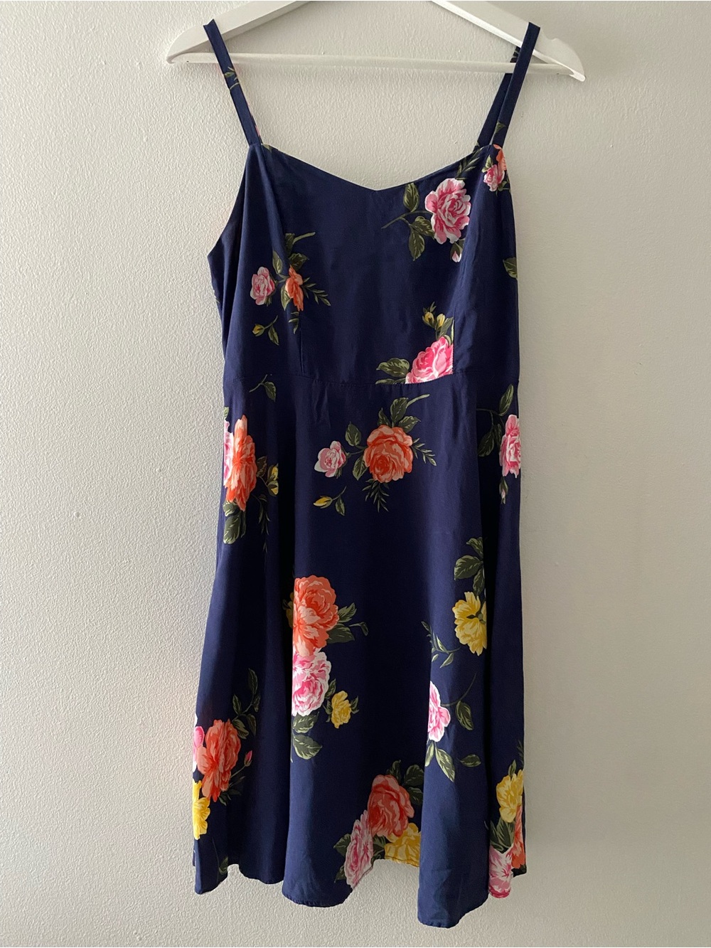 Old Navy Cami Dress Size M Navy Floral Print Rayon  Mini Dress